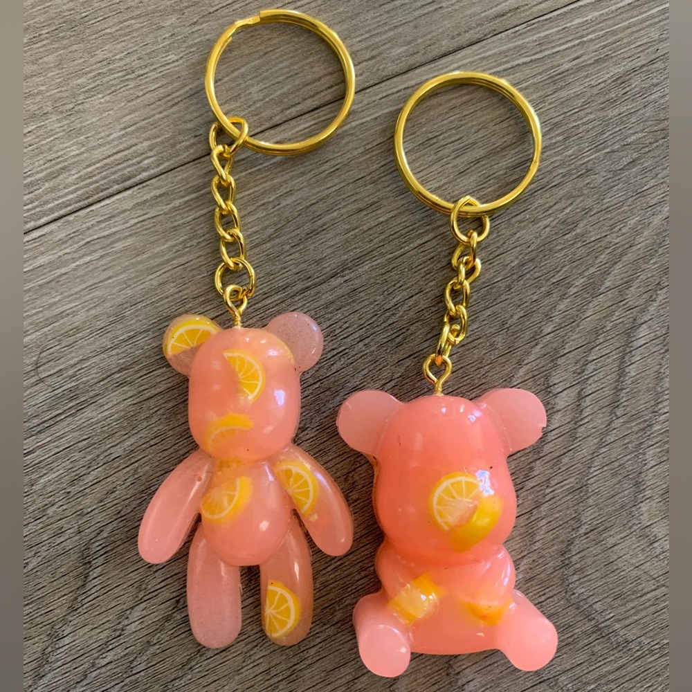 Pink Lemon Bear Keychains